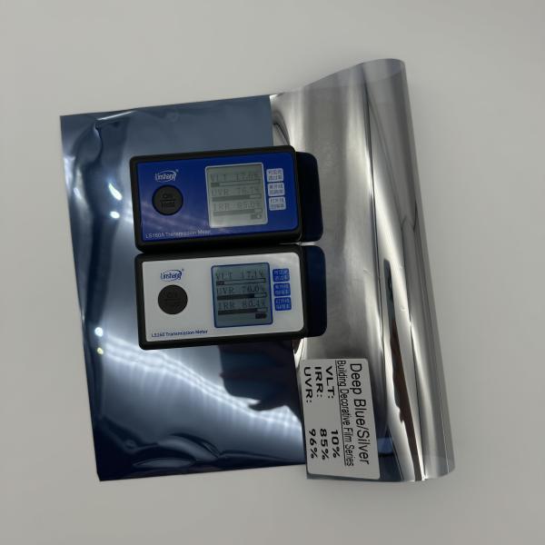 Película para ventanas con control solar Nasido Deep Blue, a prueba de arena, anti-UV, entintada para edificios