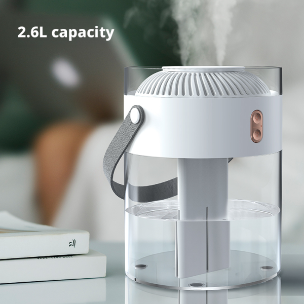 2.6L Capacity Plastic Ultrasonic Air Humidifier Household Use With Color Changing Lights