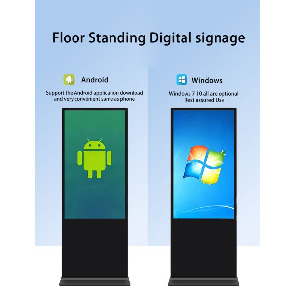 43 Inch Free Standing Digital Signage Advertising Player with Slim Metal Case for Mall Display