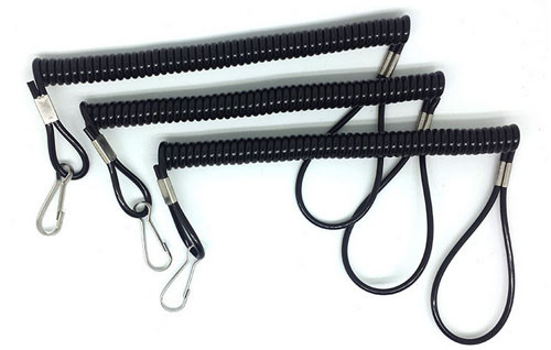 Simple J-Hook Spring String Cord Loop Ends Stainless Wire Reinforced Prison Key Lanyards