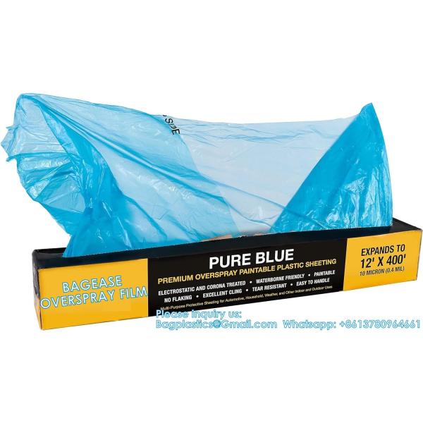 Overspray Paintable Plastic Sheeting - 10 Micron, Protective Masking Film Cover - Auto Car Painting, Bodyshop