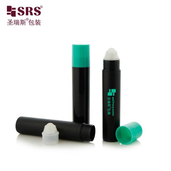 Frosted Surface 20ml Empty Eco Friendly Plastic Roller Ball Bottles With Screw-on Closure And Green Cap For Cosmetic