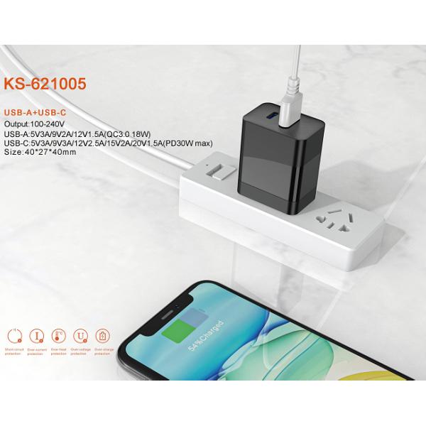 Mobile Phone 30W GaN Wall Charger ETL With US EU Plug