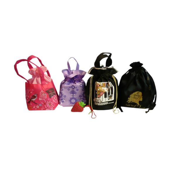 Red / Black / Purple 75g Non Woven Drawstring Bag, Recycled Fabric Carry Bag