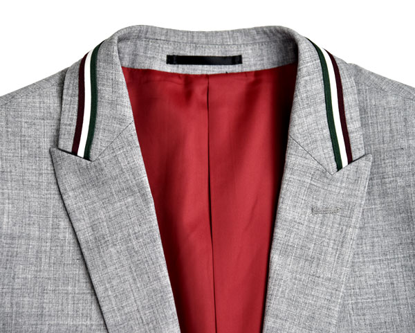 Strips Slim Fit Tailored Suits  All Season Men'S Light Grey Mel Decorative