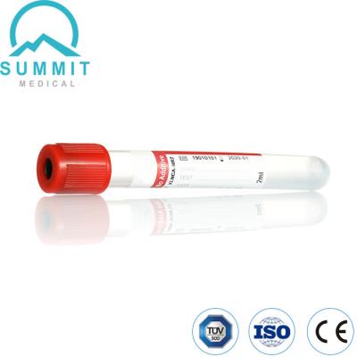 Tubos descartáveis de recolha de sangue sem aditivos, de superfície vermelha, simples e a vácuo, 2 ml