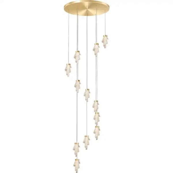 Modern Living Room Villa Rotating Acrylic Stair Light LED Art Flower Acrylic Chandelier Custom Gold Luxury Hotel Stair Decorative Light