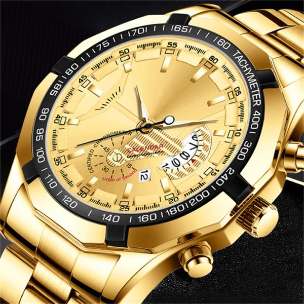 Men'S Analogue Chronograph Watch Stainless Steel Luxury Quartz Movt Watches