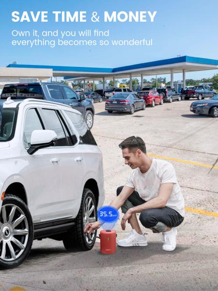 Wireless 12V Tire Inflator by YANTU A05 Portable Mini Cordless Air Pump for Cars