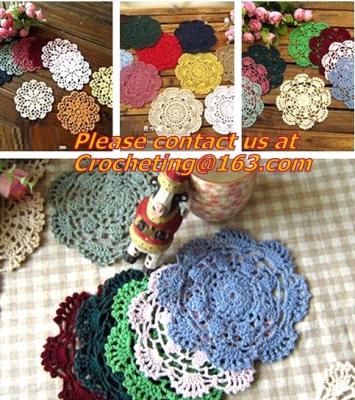 Household Handmade Flower Crochet Doilies, Round Cup Mat Pad, Coaster Placemats, doily