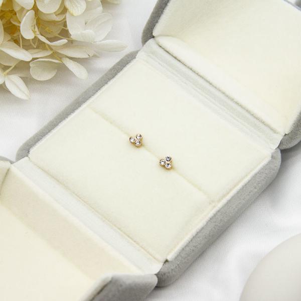 Geometry Moon Ear Stud Gold 5 Pairs Per Set With Shiny Zircons