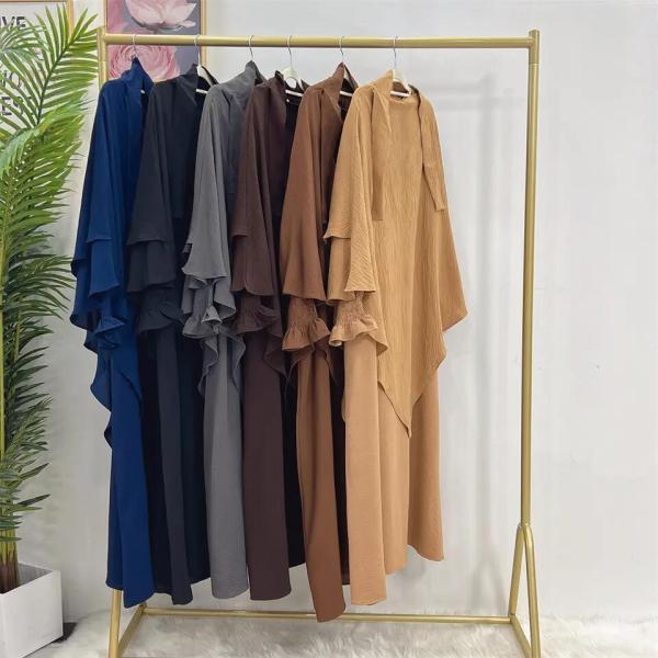 Muslim Women Prayer Elegant Summer Dresses Round Collar Muslim Ethnic Wear