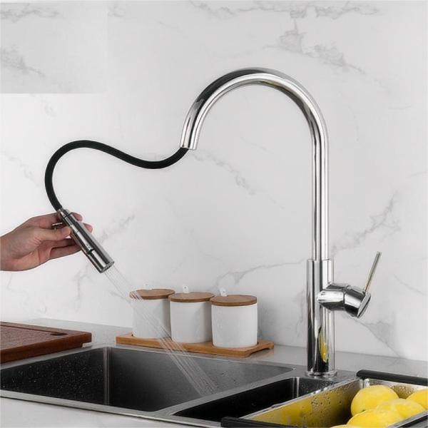 Brass Bathroom Sanitary Ware Water Tap One Handle Pulldown Faucet