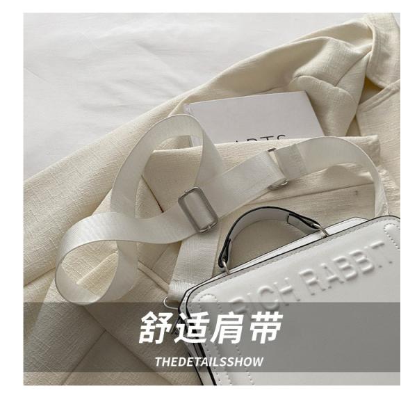 SIMPLE FASHION LETTER BAG WOMEN'S NEW INS COMMUTER HANDBAG SMALL SQUARE BAG SENIOR TEXTURE WIDE SHOULDER STRAP CROSSBODY