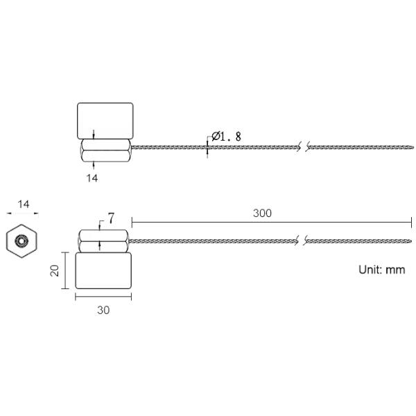 30*33.8*12.4mm Cable Security Seals 2.79KN For Container Lock US-CC181B