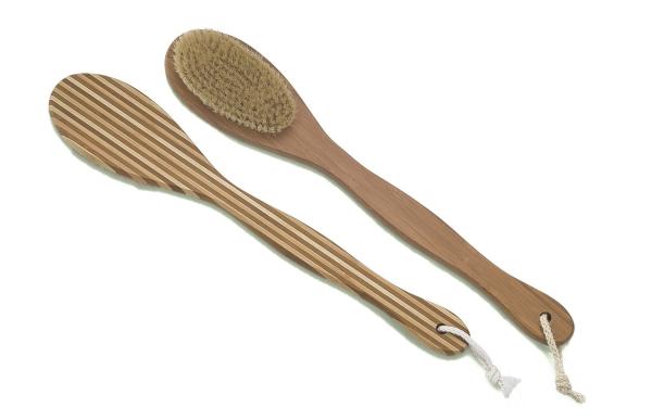 Long Handled Recycled Bath Body Brush / Bamboo Back Scrubber For Man