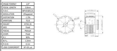 Medical Lens CCL14038MP 1/4" 3.8mm M7*0.35/ S mount