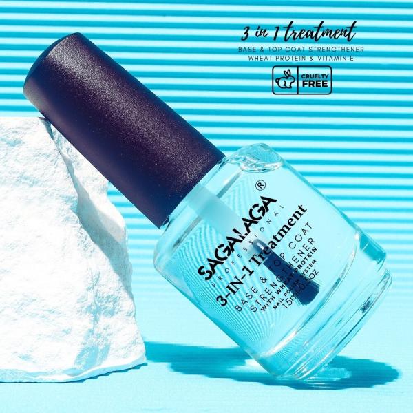 Custom Private Logo Nails Strengthener Hardener 3 in 1 Transparent Base and Top Coat Air Dry Nail Polish for Thin Damaged