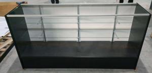 6'' Full Vision Glass Display Case Tempered Glass Top And Black Melamine Surface