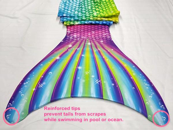 Durable Ultra - Shiny Mermaid Tail For Swimming With Monofin Swimsuit For Kids