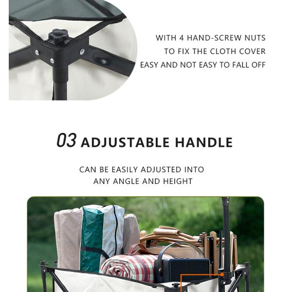 150kg Capacity Collapsible Folding Camping Wagon 87x48x75cm