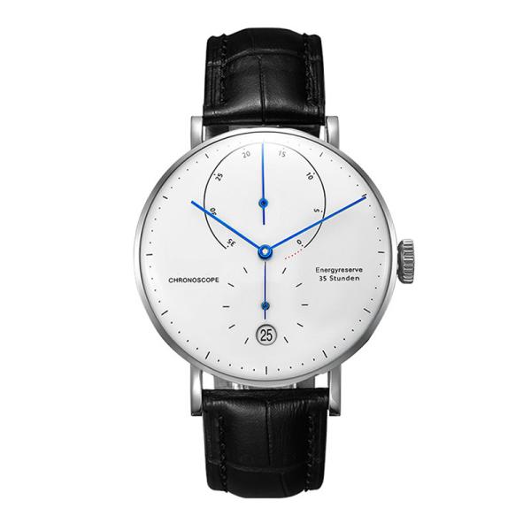 Marble Men'S Automatic Mechanical Watch Leather Strap With Luxury Dome Crystal