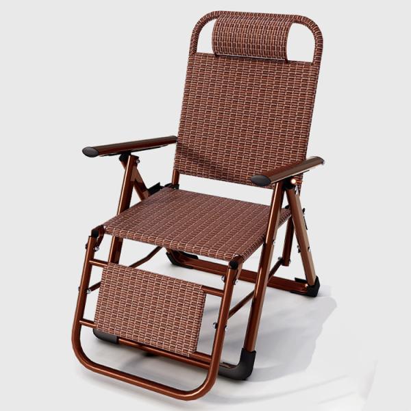 Outdoor Beach Balcony Garden Portable Rattan Folding Sun Lounge Chair with Foot