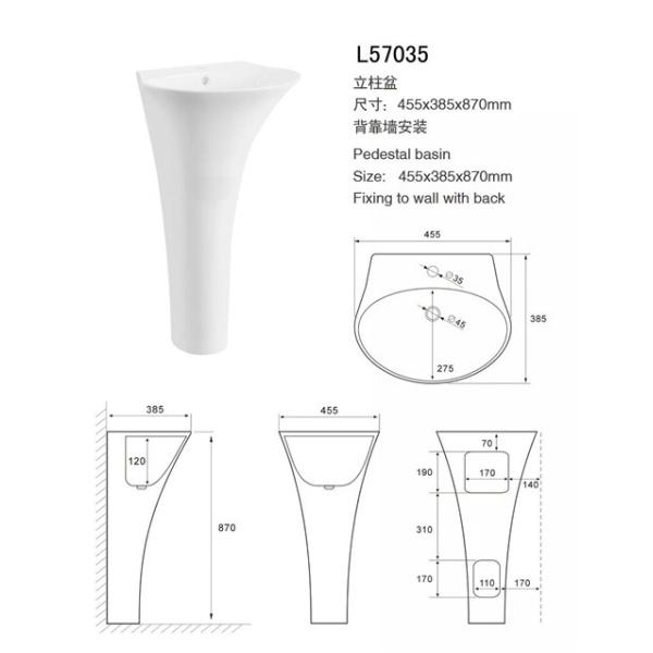 Non Porous Bathroom Sinks And Vanities / Contemporary Pedestal Sink Anti Leak