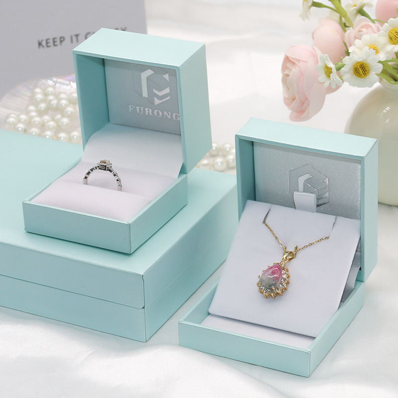 High End Sky Blue Plastic Paper Luxury Jewelry Box Customized Luxury Earring Gift Box