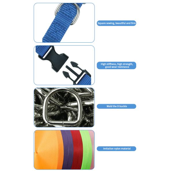 Nylon Dog Collar Secure Comfortable Pet Management multiple colors custom