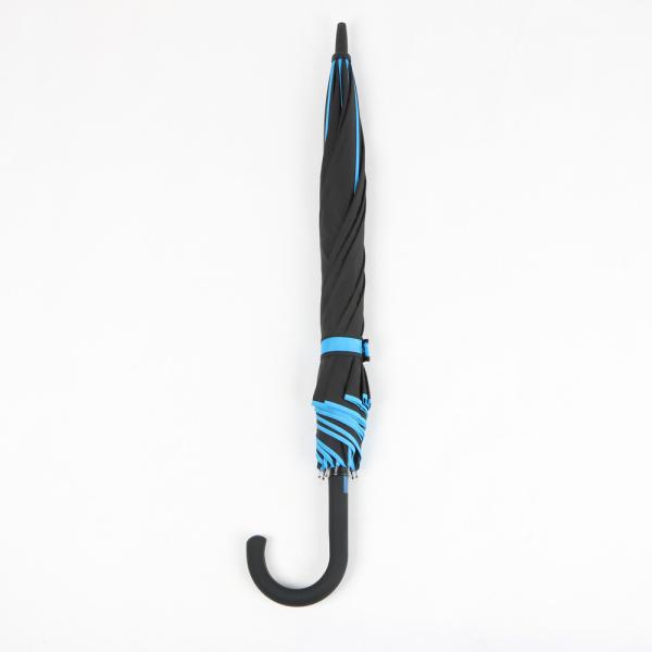 Blue And Black Walking Stick Umbrella , Portable Double Layer Golf Umbrella