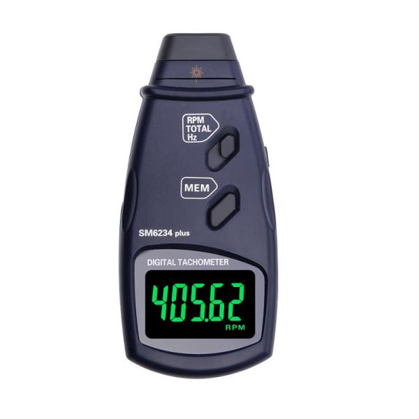 SM6234PLUS Industrial 0.1 Level High Precision Digital Tachometer with Non-contact Detection and Bright Emerald Green VA Display