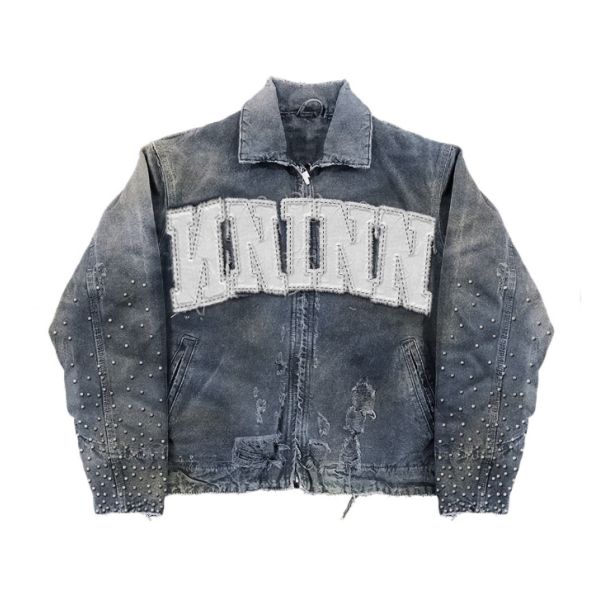 Streetwear Manufacturer Wholesale Rhinestone Zip up Letterman Bomber Jacket for Men Custom Varsity Embroidery Cropped Jacket