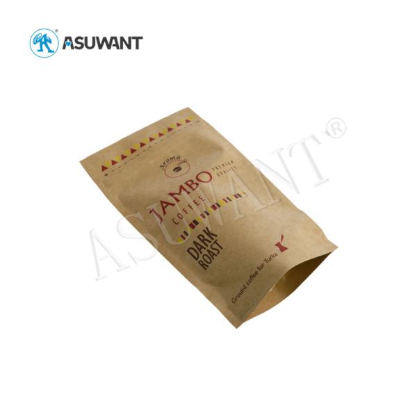 Smell Proof Custom Printed Kraft Paper Bags , Brown Paper Zip Lock Bags For Coffee