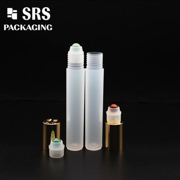 SRS empty cosmetic 15ml plastic bottle with colored roller ball
