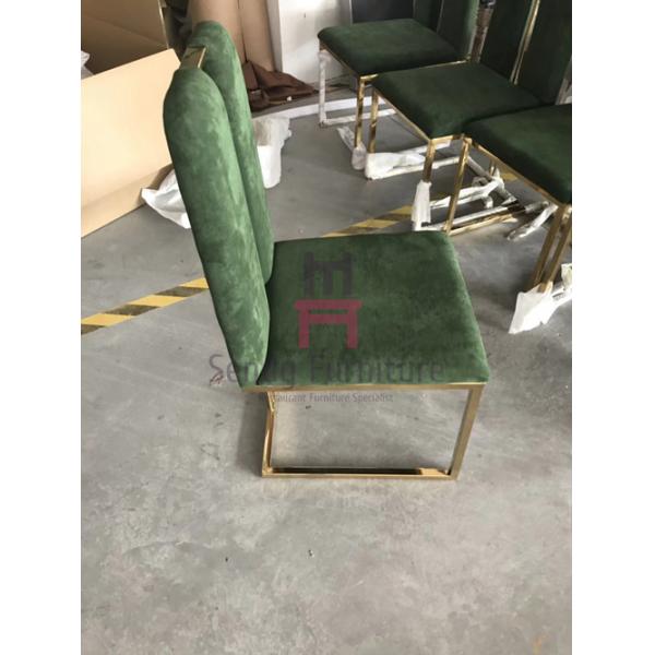 Rose Golden High Back Dining Chairs Velvet Seat W48 * D42 * H103cm Without Arm