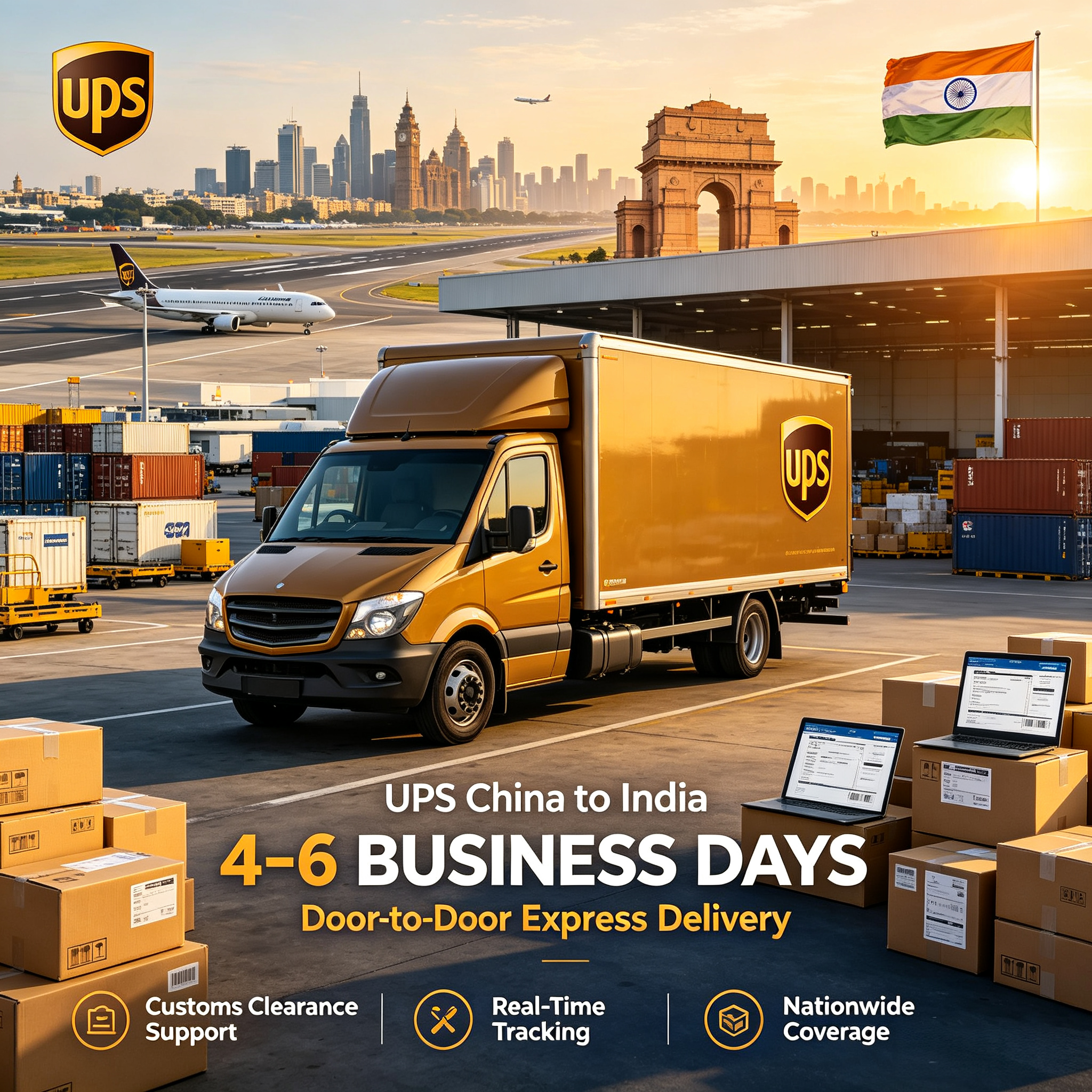 Reliable Express Shipping To India , UPS Shipping From China To India Door To Door Delivery