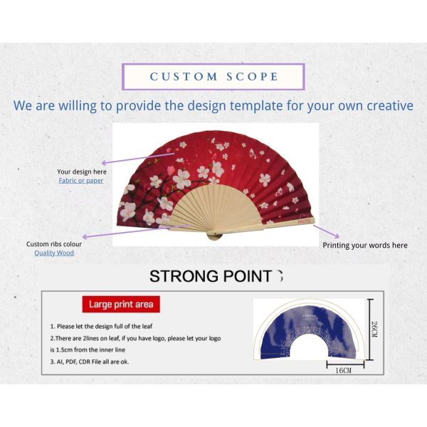 Promotion Hand Fan Custom Design Print Personalize Folding Wooden Hand Fan