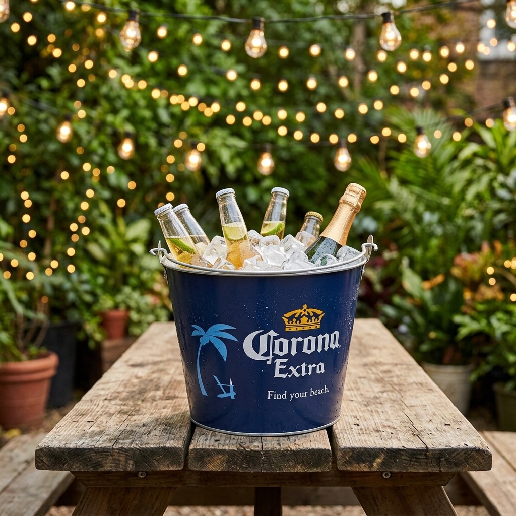 DADI 5L Round Metal Tin Ice Bucket with Glossy Finish and Offset Printed Custom Logo for 6 Bottles Beer