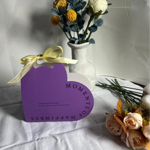 Romantic Heart Gift Box with Love Poem and Velvet Ribbon