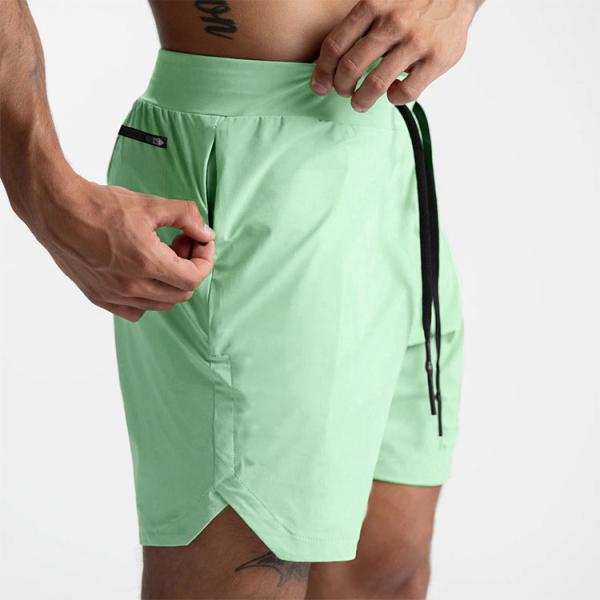 2 In 1 Athletic Training Workout Men Gym Shorts Polyester Double Layer Quick Dry