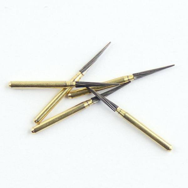 Lab Tungsten Dental Carbide Bur Taper Pointed Head Trimming Finishing Gold