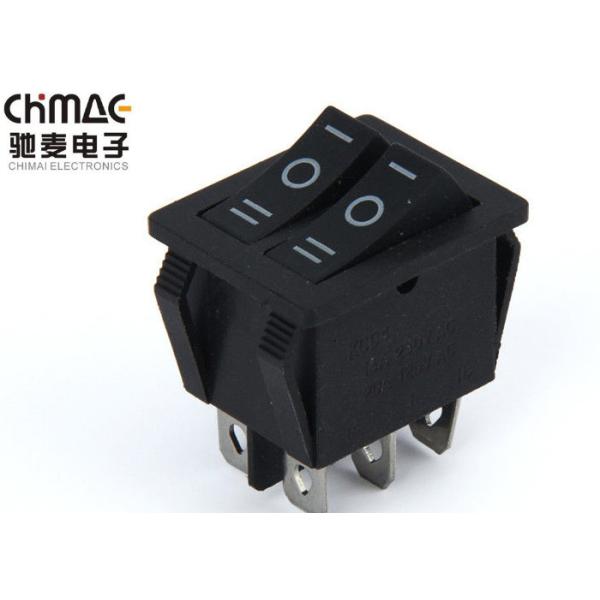 KCD3 - 2 Twin Rocker Switch Double Poles On Off On 6 Pins 16A Copper / Iron