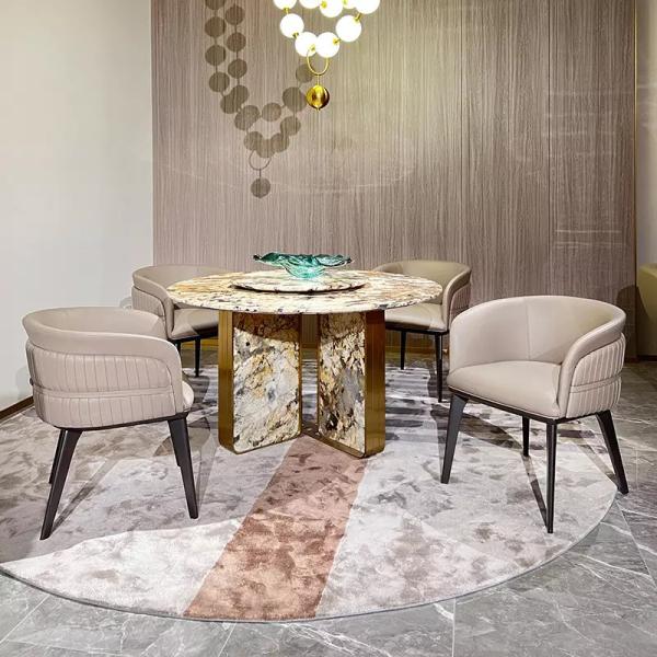 Luxury Streamline Household  PU Dining Chair Metal Leg Wear Resistance