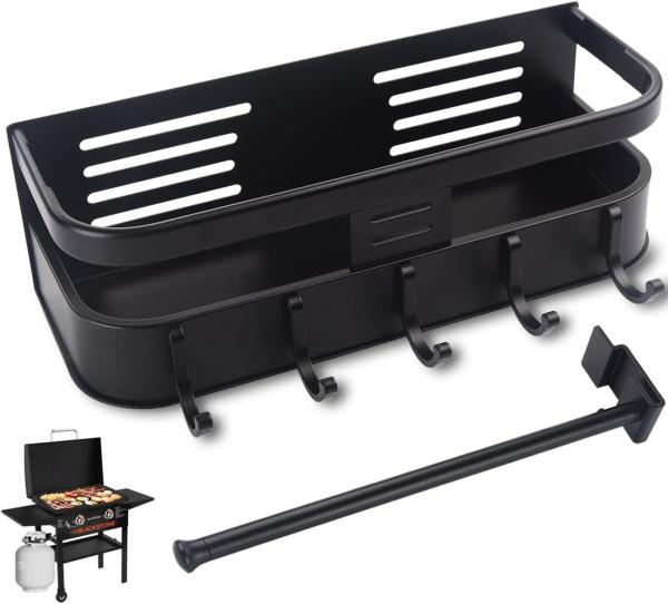 Anéis integrados Grill Grill Caddy para Blackstone Grills Grill ferramenta de churrasco organizador de acessórios