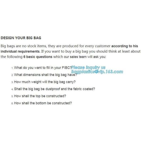 Sand Bags, U-Panel Jumbo Bags, Spout Sacks, Firewood Sacks, Collection Sacks, Dumpster, Breathable Bags