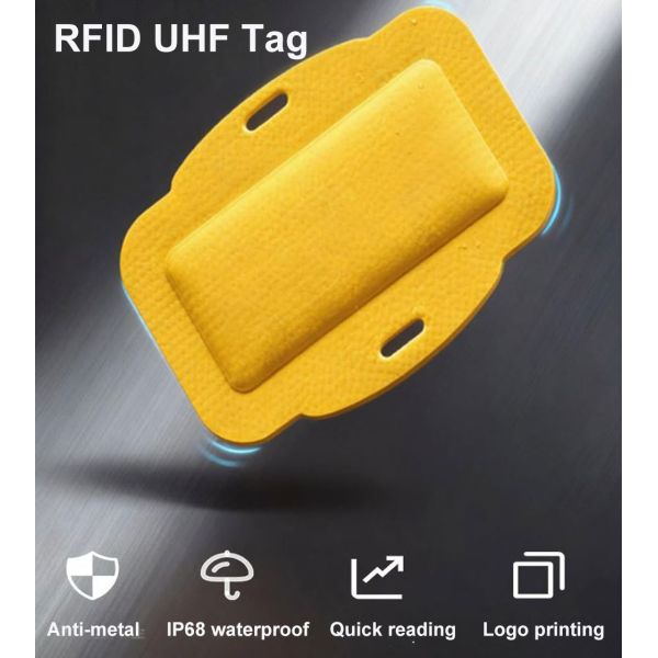 IP68 Waterproof Outdoor Working Aviation Leather RFID UHF Tag Cambered Surface Bonding Gas Cylinder UHF Tag