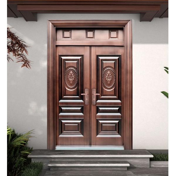 Lead the Industry  for Villa Wood Grain Entrance Interior Gate  Steel Double Swing Door