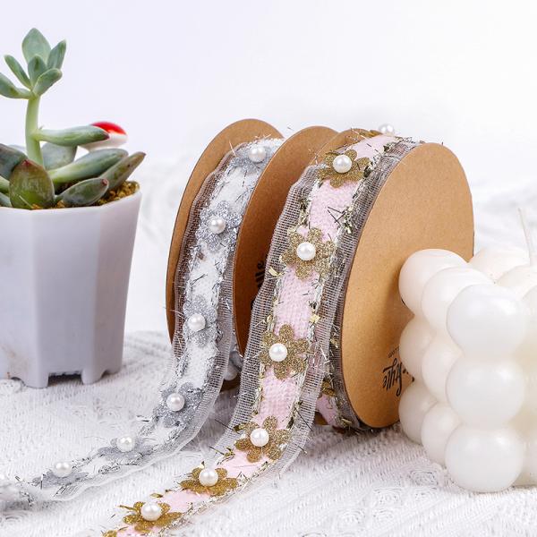 Ribbon Lace Bead Flower Sewing Craft Garment Accessories Decoration and Performance