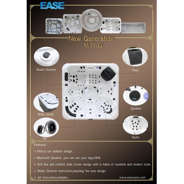 M-770D 5 plazas bañera de hidromasaje cuadrada con 67 chorros y calefacción de 3 kW